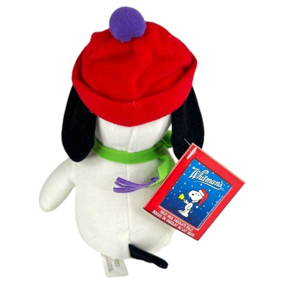 Whitmans Peanuts Snoopy Plush Holding Chocolates Box Wearing Winter Hat & Scarf - Picture 3 of 6